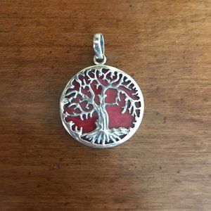 Red Coral Tree of Life Pendant Handmade in Bali